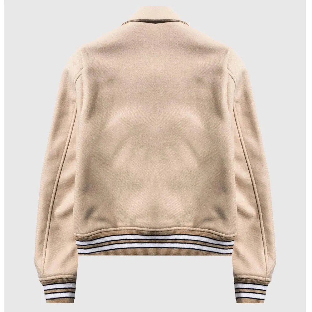 Amiri Bone Tan Varsity Jacket TheJacketFactory