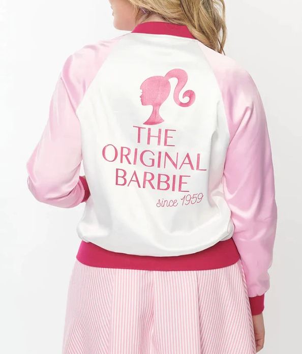 Barbie x Vintage Pink Satin Bomber Jacket