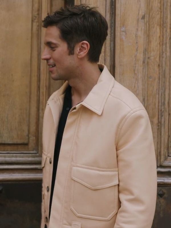 Emily in Paris Gabriel Beige Leather Jacket TheJacketFactory