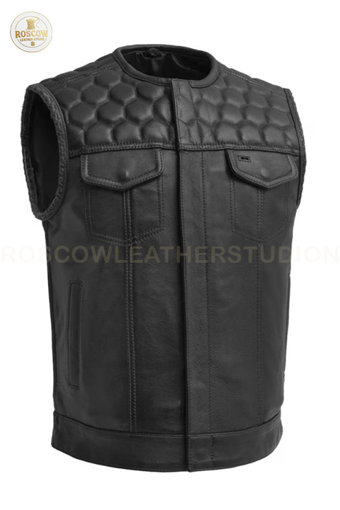 Genuine Leather Biker Vest For Men’s