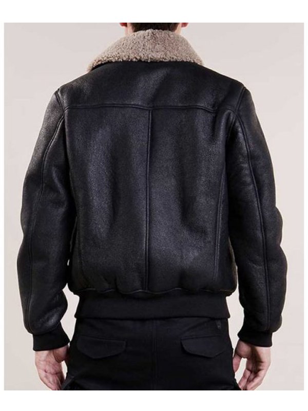 Men's Black Aviator Bomber Leather Roscow Leather Studio