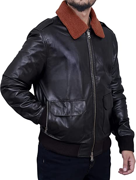 Men's Black Bomber Jacket Roscow Leather Studio