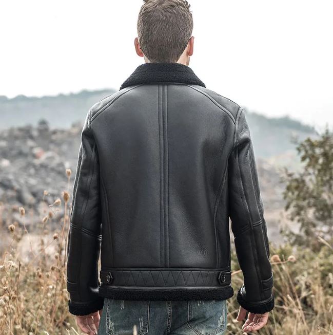 Men's Black Sheepskin Shearling Leather Jacket TheJacketFactory