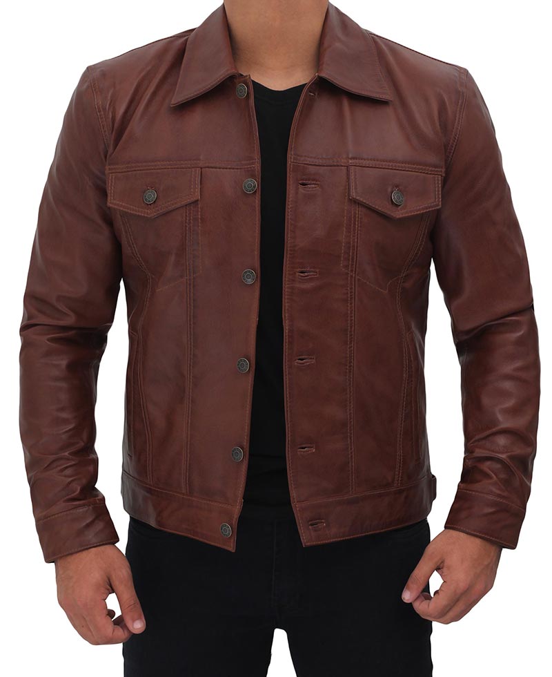 Men's Brown Trucker Jacket TheJacketFactory