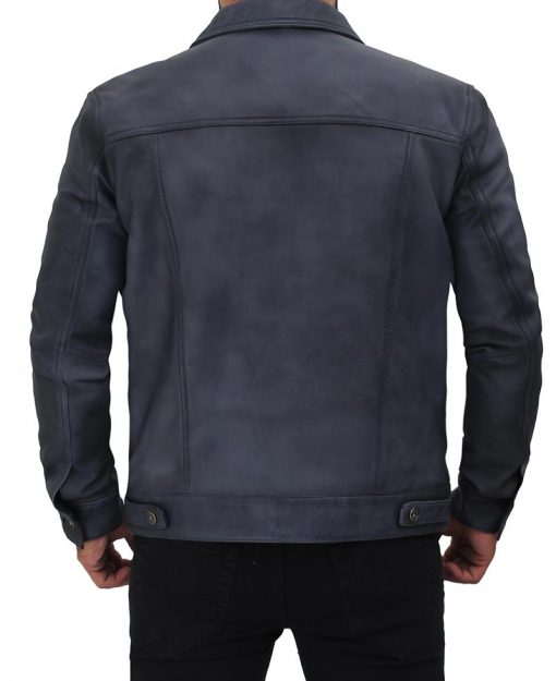 Men's Grayish-Blue Trucker Jacket TheJacketFactory