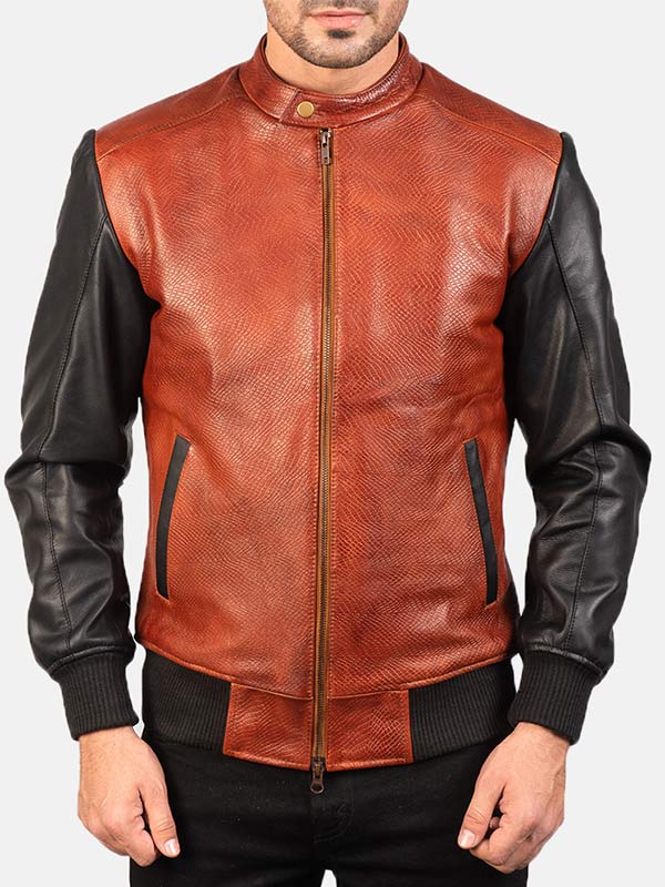 Men's Leather Bomber Jacket Roscow Leather Studio