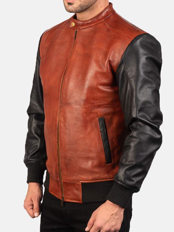 Men's Leather Bomber Jacket Roscow Leather Studio