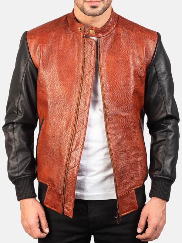 Men's Leather Bomber Jacket Roscow Leather Studio