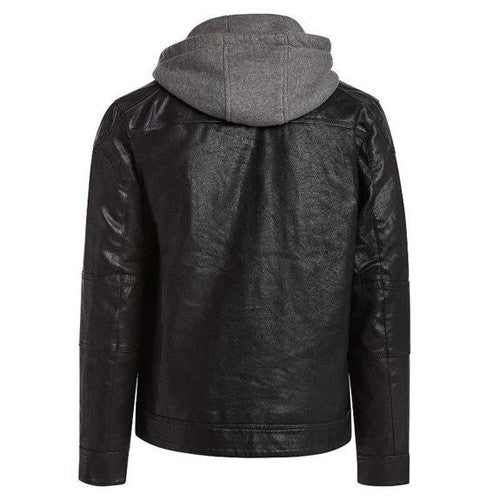 Men's  Leather Moto Jacket - Black TheJacketFactory