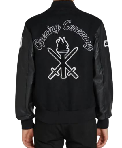 Men's Opening Ceremony Black Letterman Jacket TheJacketFactory