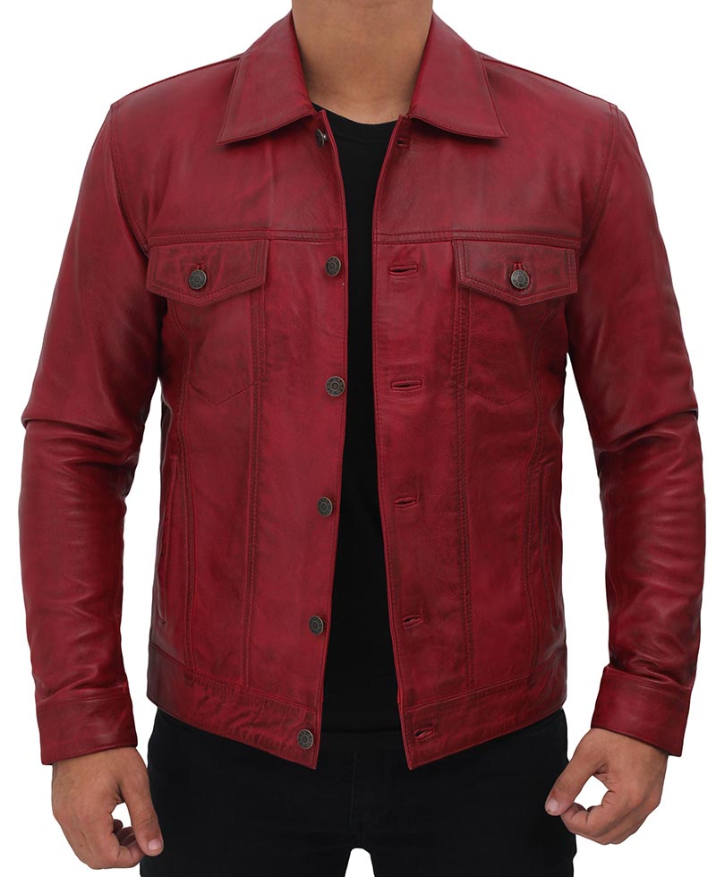 Men's Reddish Trucker Jacket TheJacketFactory