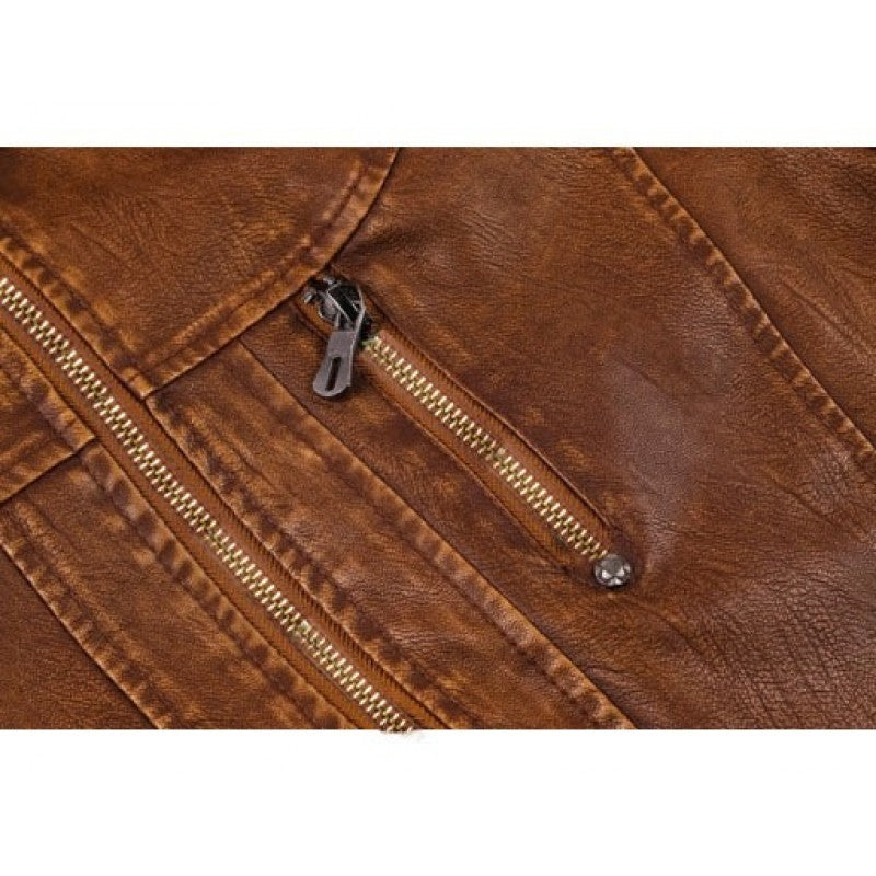 Men's Retro Leather Motorcycle Jacket Ros Cow Leather Studio