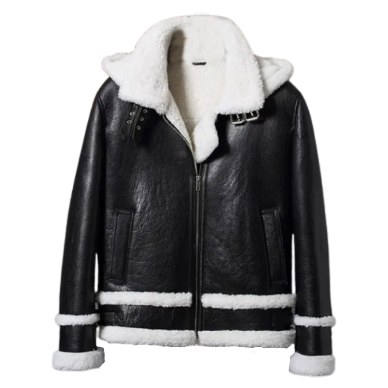 Men's Shearling Black Leather Jacket TheJacketFactory