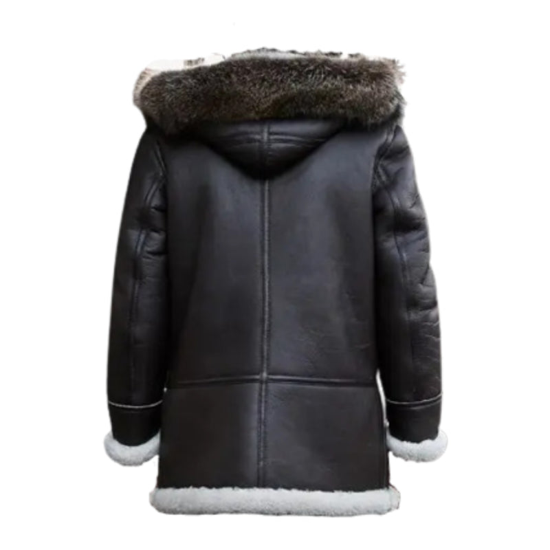 Men's Shearling Hooded Leather Jacket TheJacketFactory