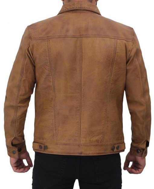 Men's Tan-Brown Trucker Jacket TheJacketFactory