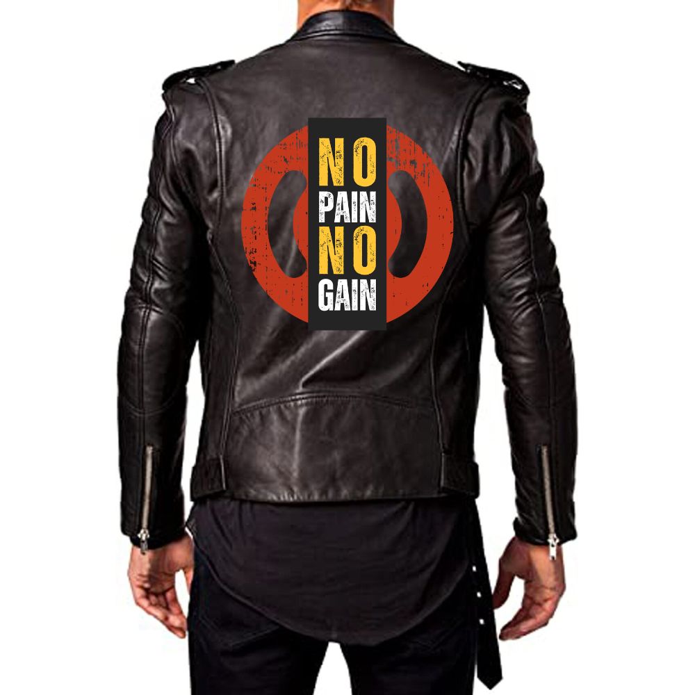 Men's black leather jacket from TheJacketFactory, featuring a classic design with a front zipper and stylish collar.