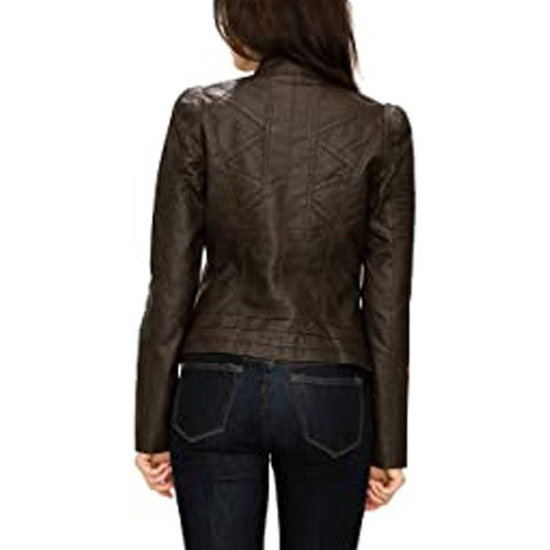 Women's  Leather Quilted Biker Jacket TheJacketFactory