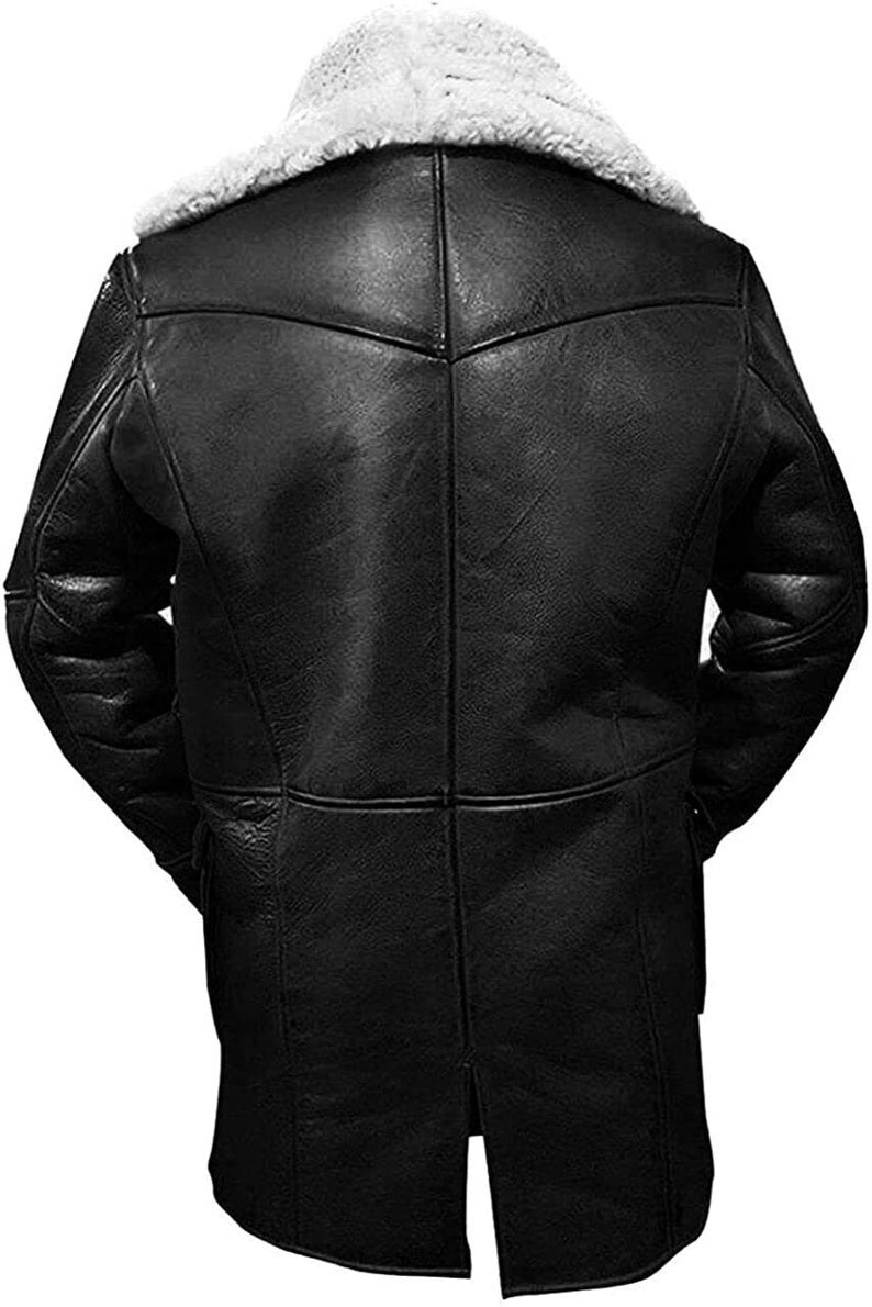 Men's B3 Bomber RAF Aviator Flying Flight Overcoat Coat Vintage Real Leather Jacket