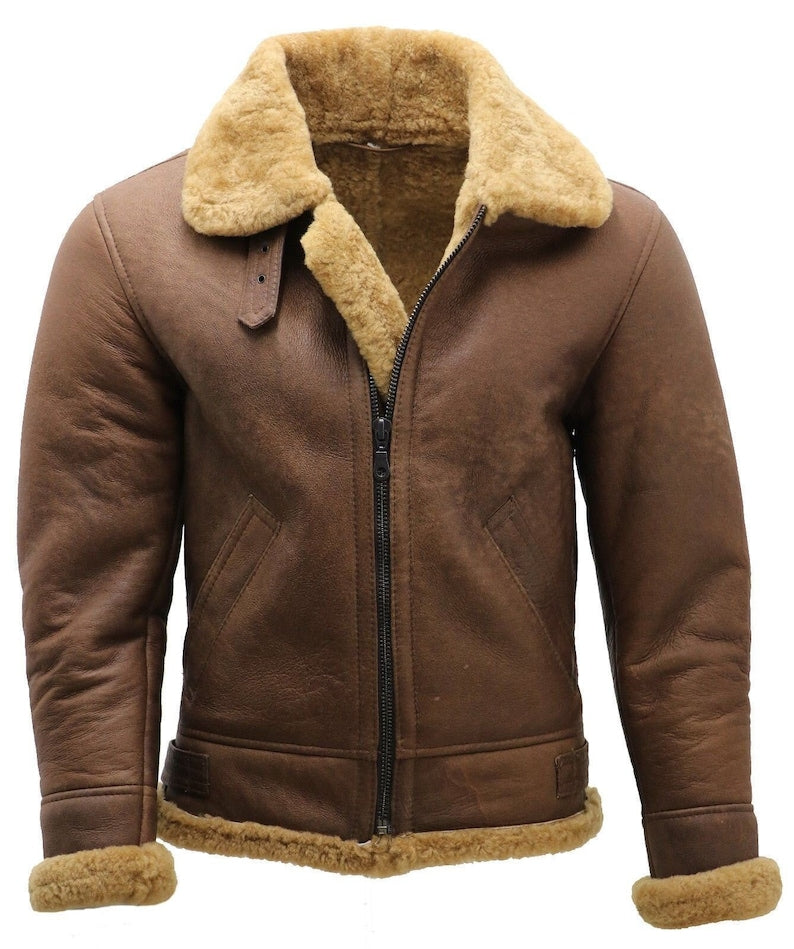 Men's Brown B3 Sheepskin Aviator Jacket