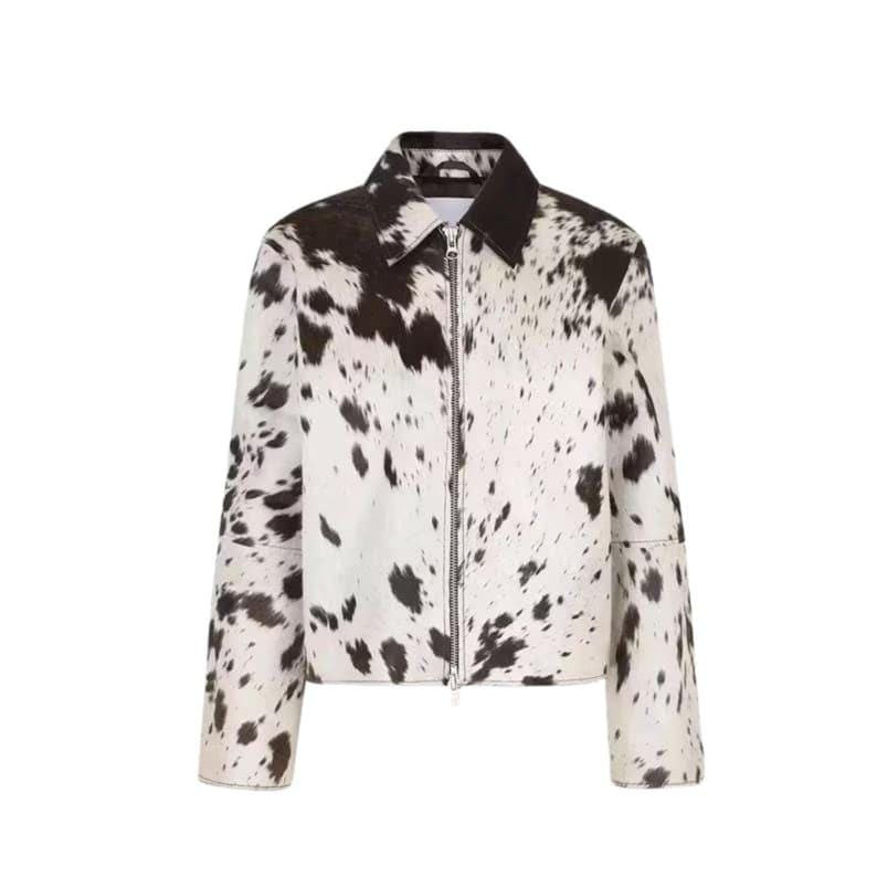 Handmade Cowhide Fur Leather Jacket: Natural Hair-On Cow Skin - RoscowLeatherStudio