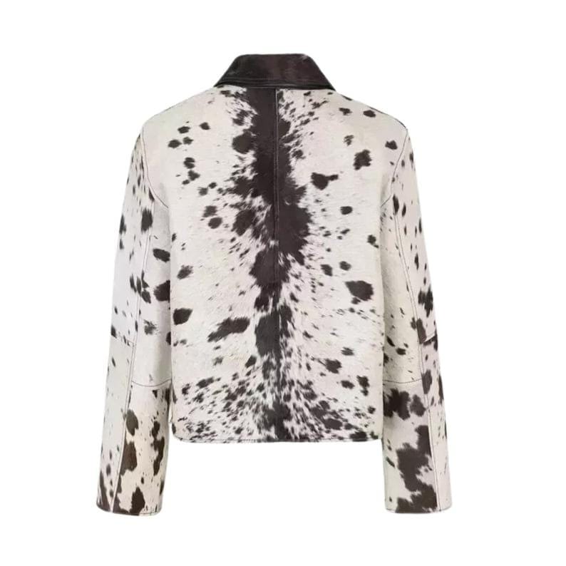 Handmade Cowhide Fur Leather Jacket: Natural Hair-On Cow Skin - RoscowLeatherStudio