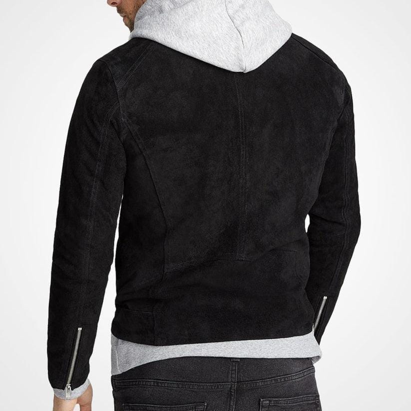 Handmade Black Suede Trucker Jacket, Genuine Leather Biker Style - RoscowLeatherStudio