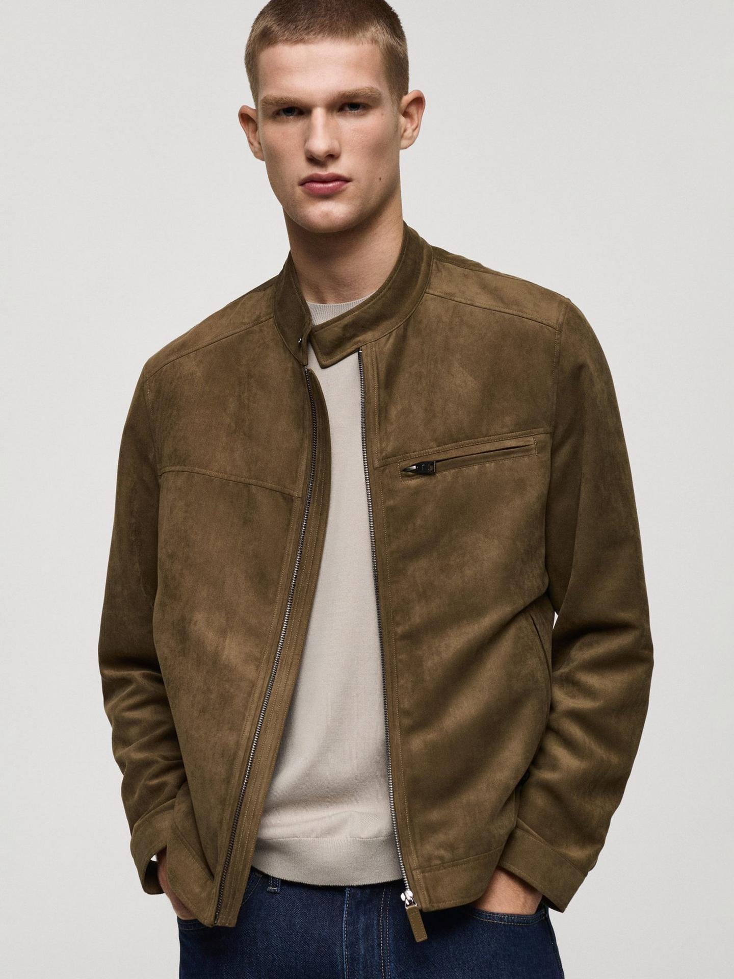Handmade Suede Leather Trucker Jacket: Western Style, Button Closure - RoscowLeatherStudio