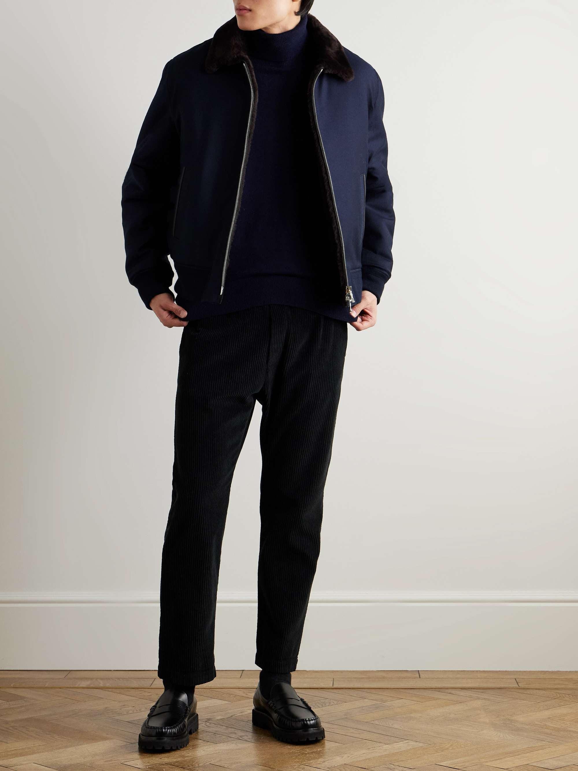 Handmade Shearling Aviator Jacket: Men's B3 Bomber Coat, Real Sheepskin Wool - RoscowLeatherStudio