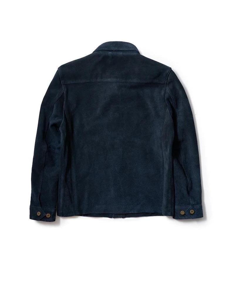 Handmade Blue Suede Leather Trucker Jacket: Men's Western Bomber Style - RoscowLeatherStudio