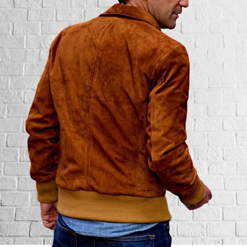 Handmade Brown  Stylish Suede Leather Trucker Jacket for Men  Premium and Durable Quality * Trucker Suede Jacket 100% Genuine Leather Jacket - RoscowLeatherStudio