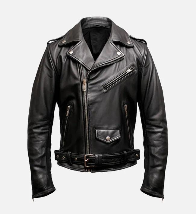 Handmade Black Leather Biker Jacket: Classic Motorcycle Style - RoscowLeatherStudio