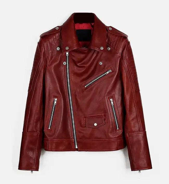 Handmade Brown Leather Biker Jacket: Men's Motorcycle Style - RoscowLeatherStudio