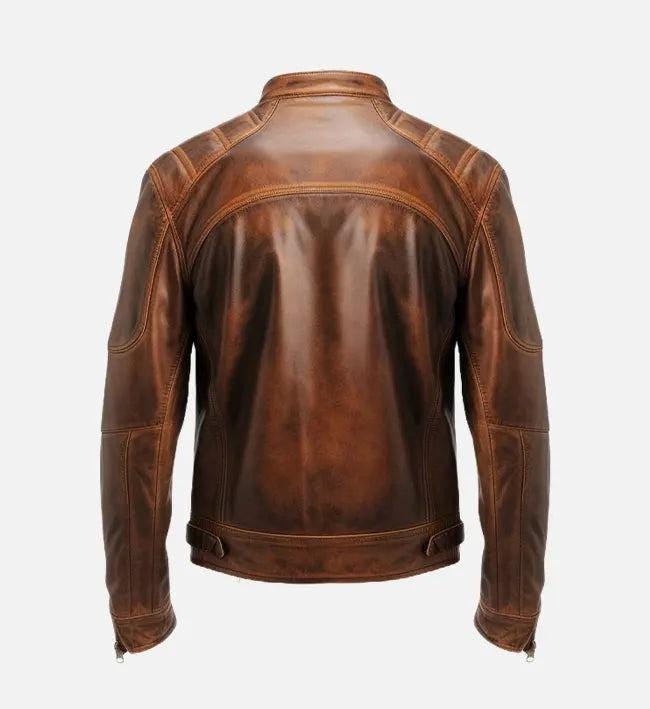Handmade Brown Leather Biker Jacket: Classic Motorcycle Style - RoscowLeatherStudio