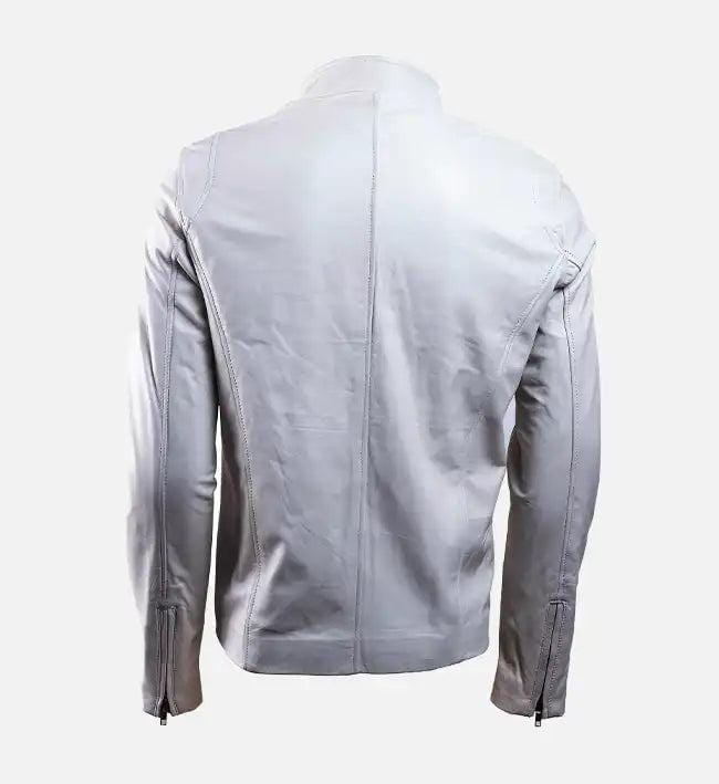 Handmade White Leather Biker Jacket: Men's Classic Motorcycle Style - RoscowLeatherStudio