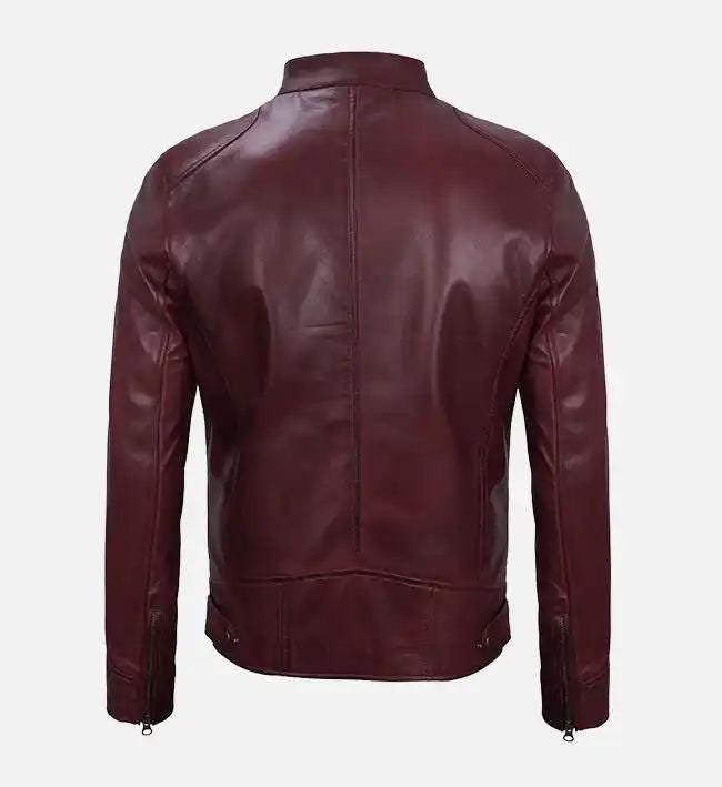 Handmade Maroon Leather Biker Jacket: Classic Motorcycle Style - RoscowLeatherStudio