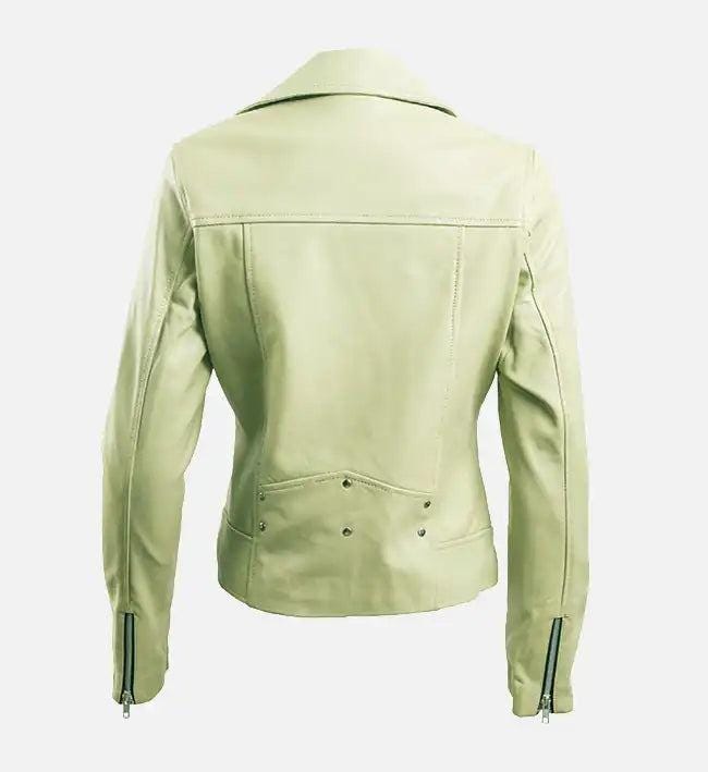 Handmade Green Leather Biker Jacket: Women's Motorcycle Style - RoscowLeatherStudio