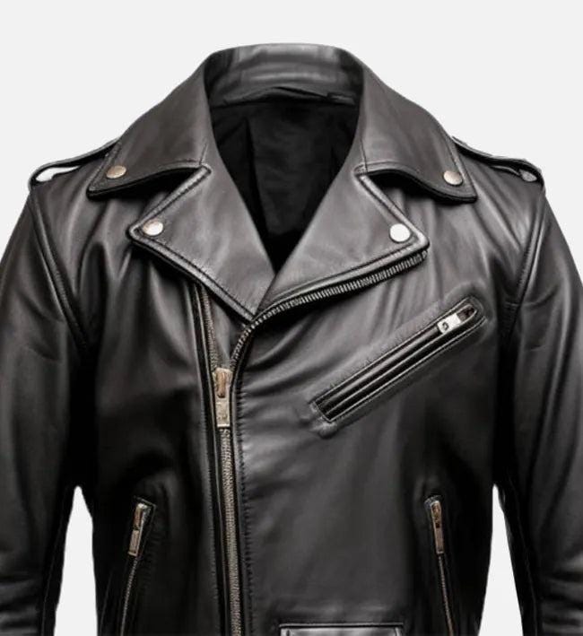 Handmade Black Leather Biker Jacket: Classic Motorcycle Style - RoscowLeatherStudio
