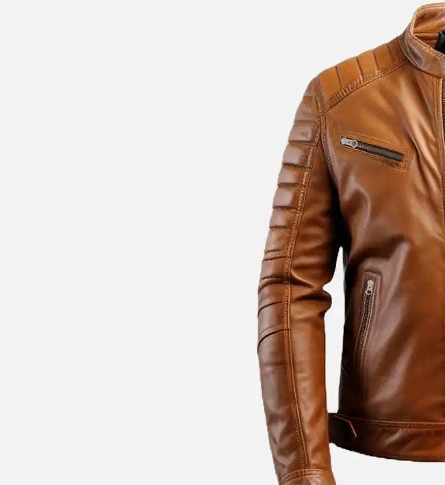 Handmade Brown Leather Biker Jacket: Classic Motorcycle Style - RoscowLeatherStudio