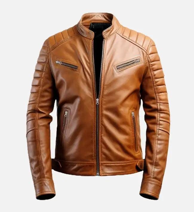 Handmade Brown Leather Biker Jacket: Classic Motorcycle Style - RoscowLeatherStudio