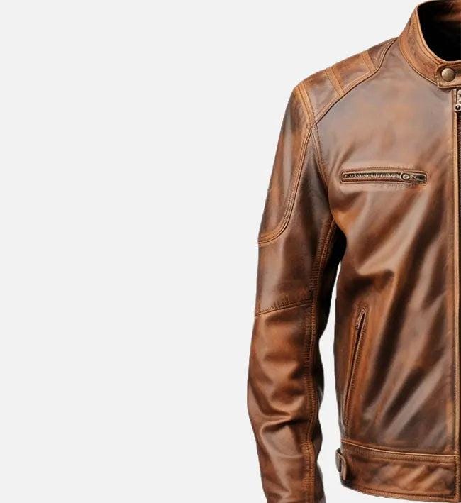 Handmade Brown Leather Biker Jacket: Classic Motorcycle Style - RoscowLeatherStudio