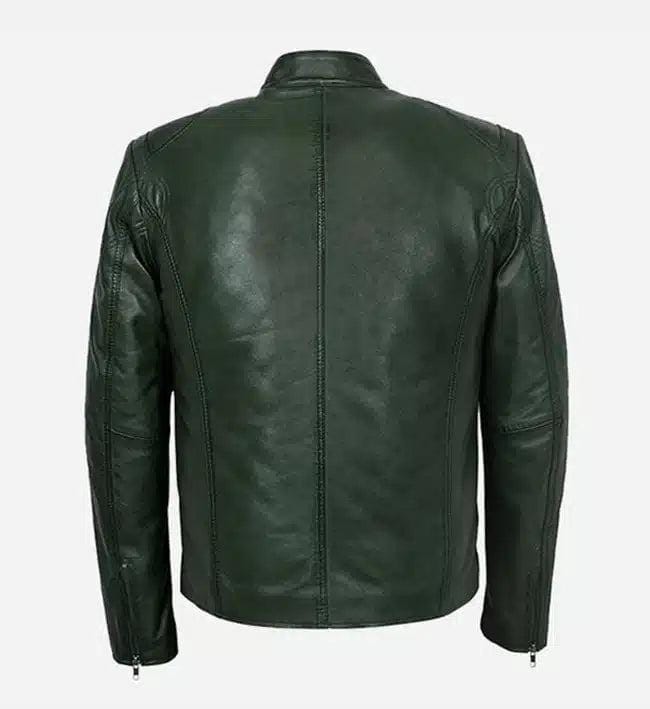 Handmade Green Leather Biker Jacket: Men's Motorcycle Style - RoscowLeatherStudio