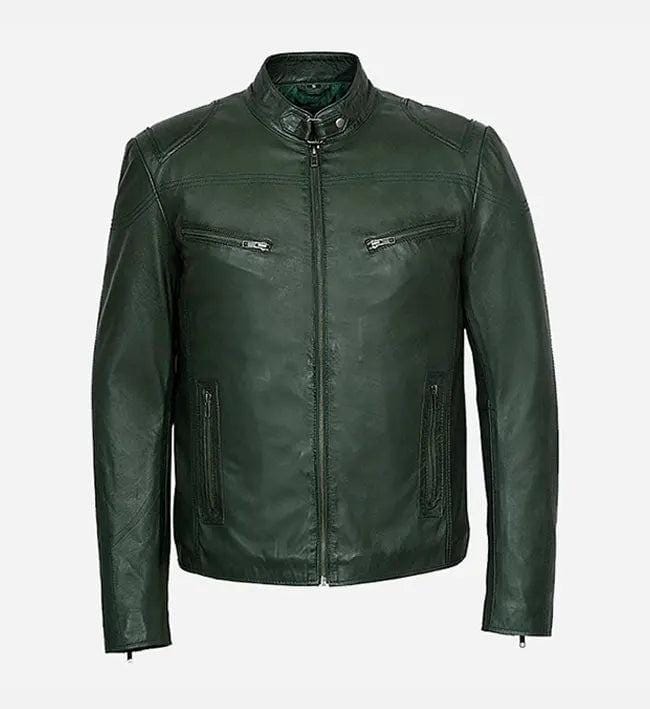 Handmade Green Leather Biker Jacket: Men's Motorcycle Style - RoscowLeatherStudio