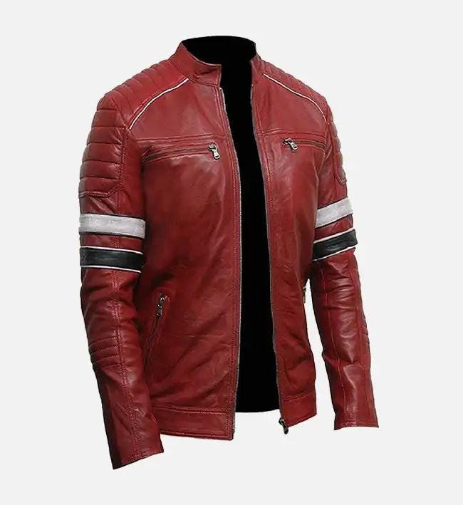 Handmade Red Leather Biker Jacket: Classic Motorcycle Style - RoscowLeatherStudio