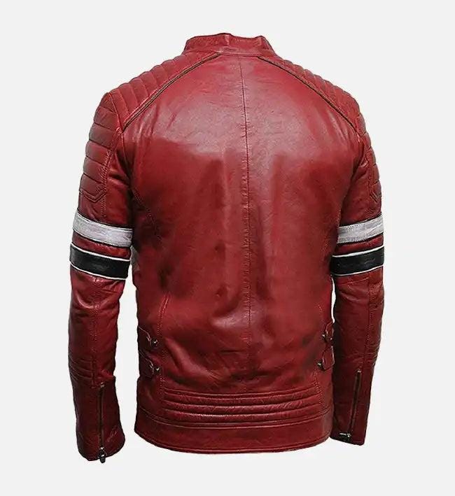 Handmade Red Leather Biker Jacket: Classic Motorcycle Style - RoscowLeatherStudio