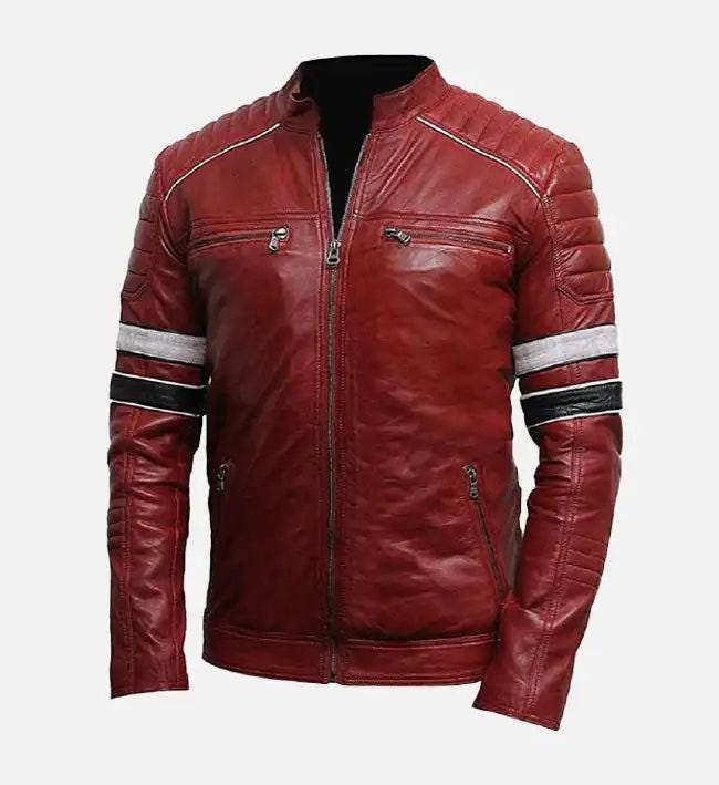 Handmade Red Leather Biker Jacket: Classic Motorcycle Style - RoscowLeatherStudio