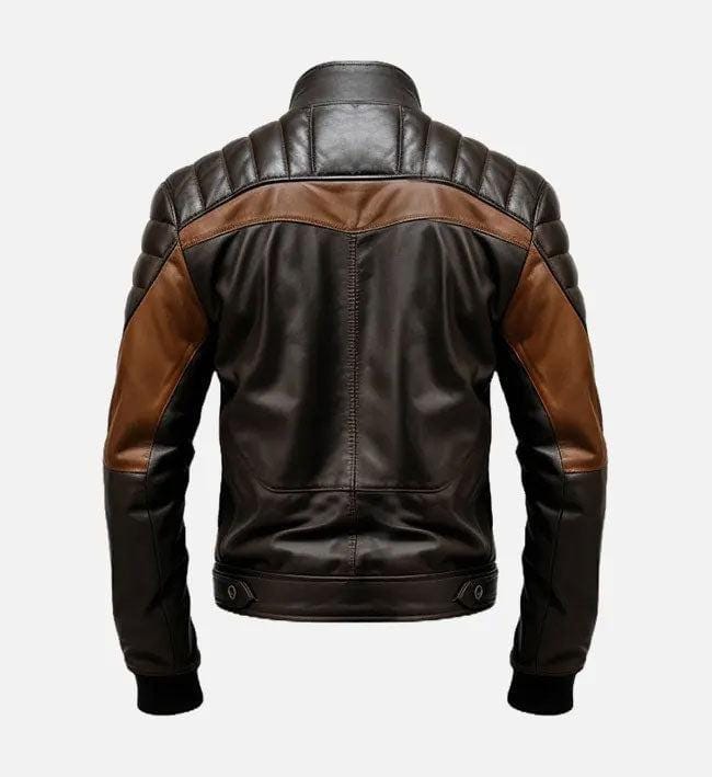 Handmade Black Brown Leather Biker Jacket: Men's Motorcycle Style - RoscowLeatherStudio