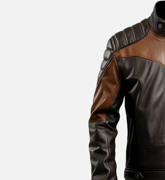 Handmade Black Brown Leather Biker Jacket: Men's Motorcycle Style - RoscowLeatherStudio