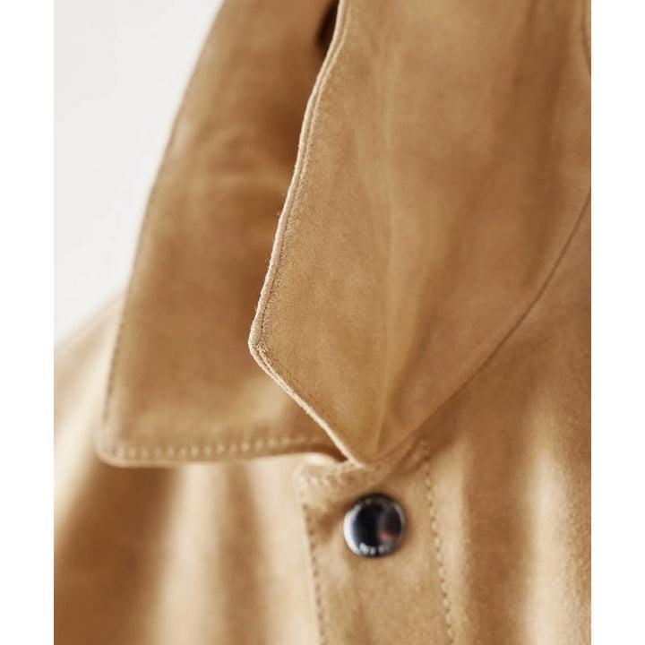 Handmade Khaki Suede Leather Trucker Jacket - Western Bomber Style - RoscowLeatherStudio