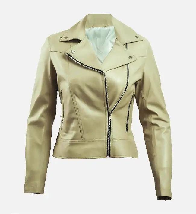 Handmade Green Leather Biker Jacket: Women's Motorcycle Style - RoscowLeatherStudio