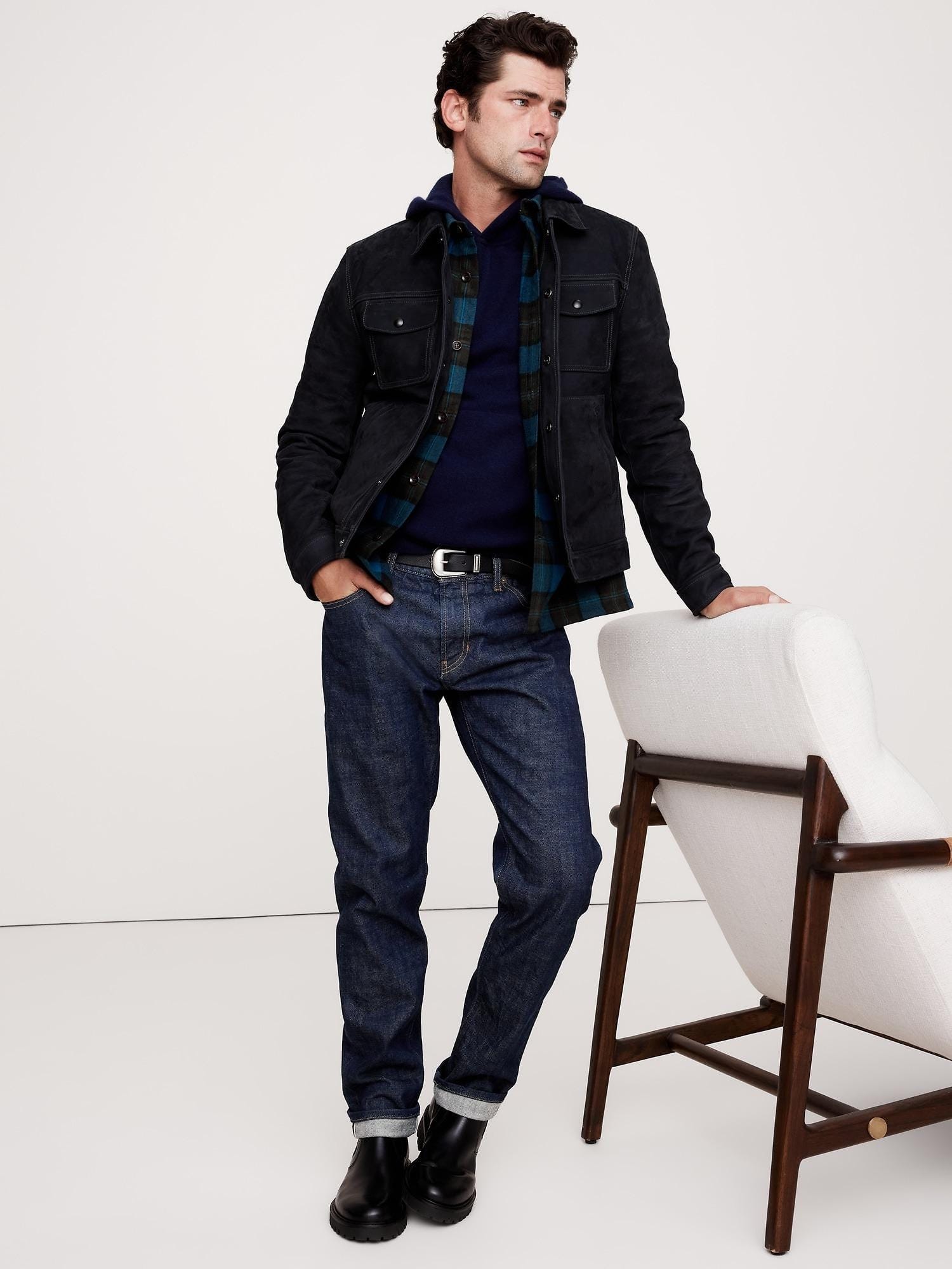 Handmade Black Suede Leather Trucker Jacket: Men's Western Style - RoscowLeatherStudio